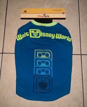 Disney Tails Walt Disney World Blue Green Dog Pet Spirit Jersey Size L Large NEW